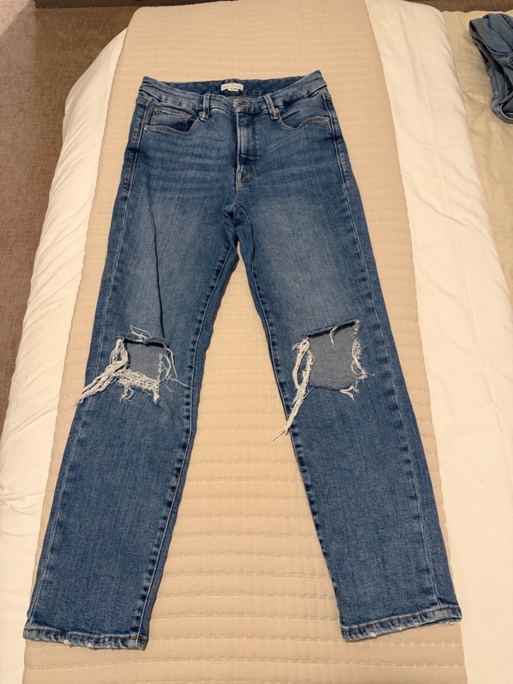 Good American Distressed Mid-Blue Skinny Jeans